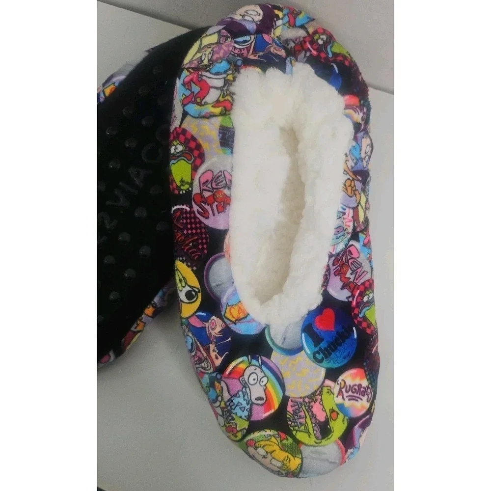 Nickelodeon Rugrats‎ Hey Arnold Ren Stimpy Fuzzy Babba Slipper Socks S/M NWT